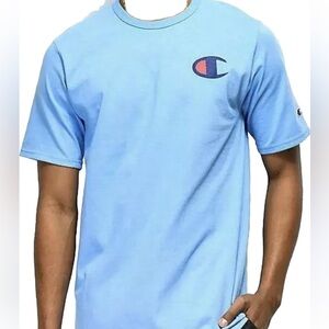 Champion Men's Light Blue Short Sleeve Tee Size Large